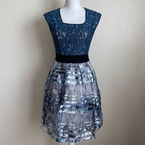 Sachin & Babi Noir tulle dress floral striped lace ballet zipper fit & flare